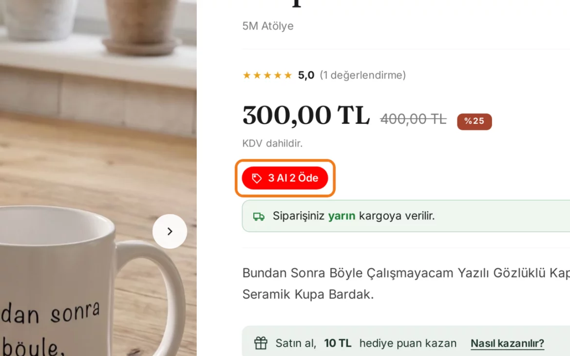 Adet İndirimi (3 Al 2 Öde) — Mağazada: 5matolye.com'da canlı çalışan hâli