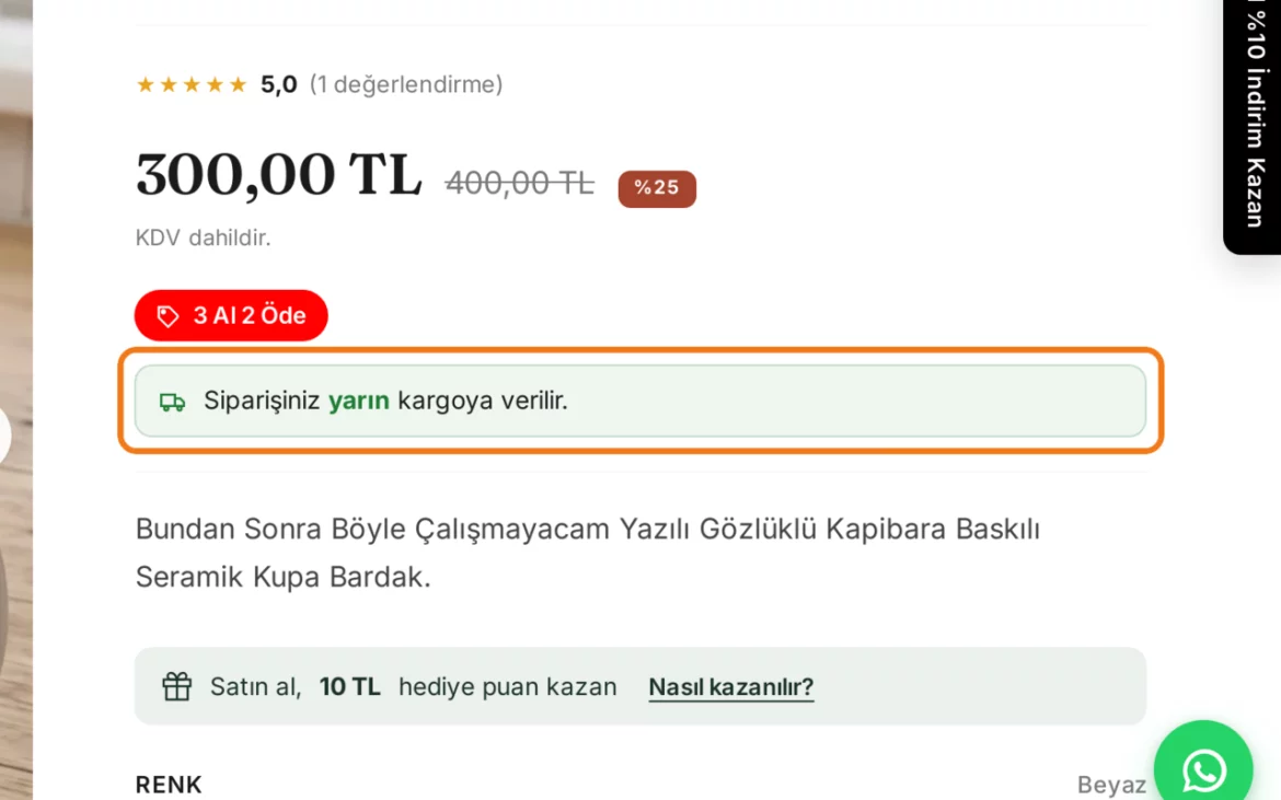 Bugün Kargoda — Mağazada: 5matolye.com'da canlı çalışan hâli