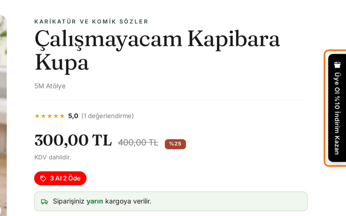 İlk Alışveriş İndirimi — Mağazada: 5matolye.com'da canlı çalışan hâli