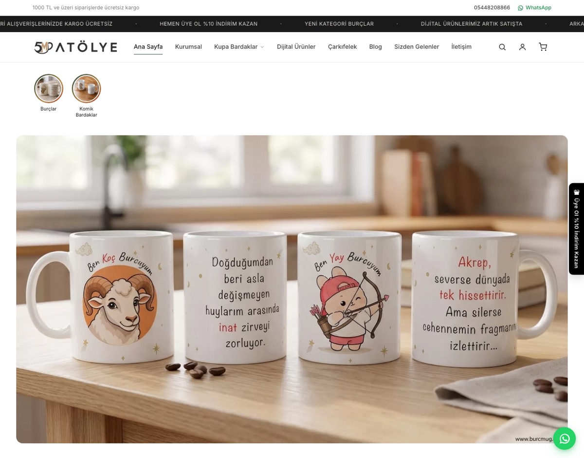 5matolye.com e-ticaret sitesi ana sayfası