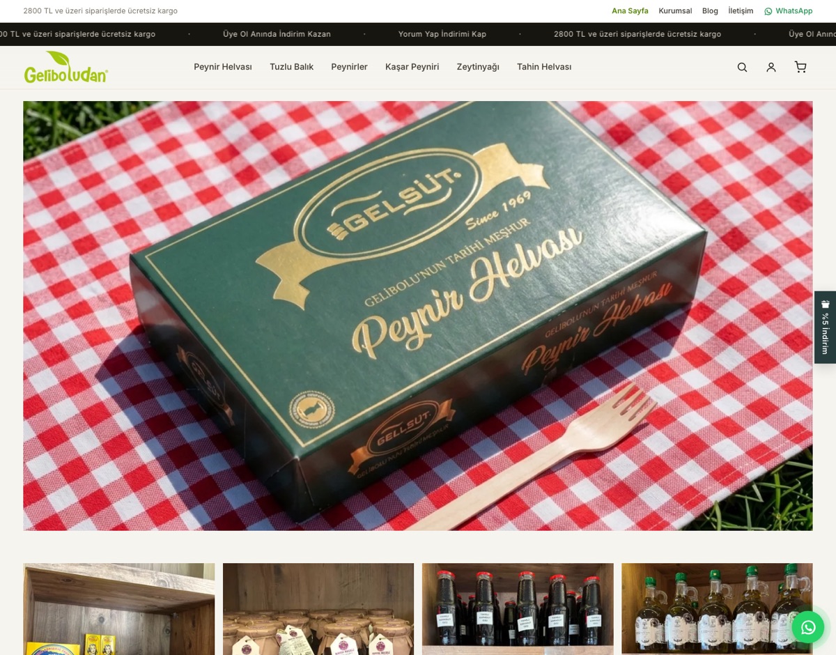 geliboludan.com e-ticaret sitesi ana sayfası