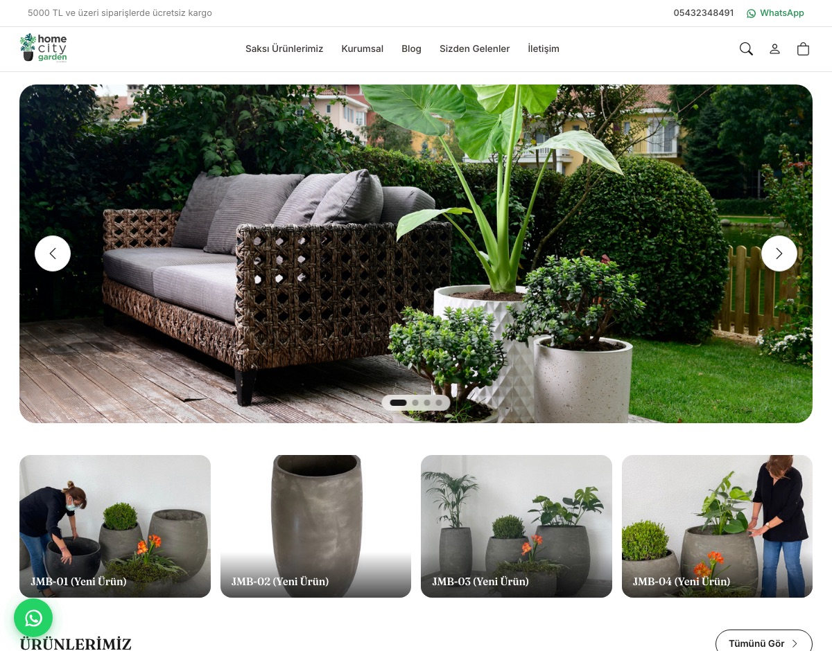 homecitygarden.com e-ticaret sitesi ana sayfası